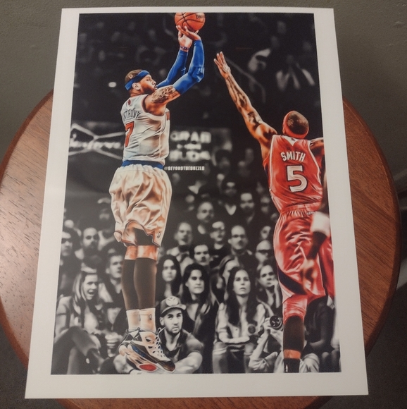 NEW! CARMELO ANTHONY KNICKS 8.5x11 ULTRA PREMIUM GLOSSY REPRINT COLOR ART POSTER - Picture 1 of 6